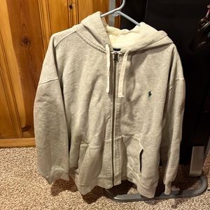 Polo by Ralph Lauren 2XB BIG Grey Hooded zipper sweatshirt.